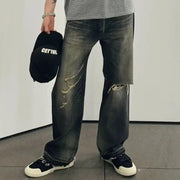 Black Washed Damaged Grunge Baggy Jeans