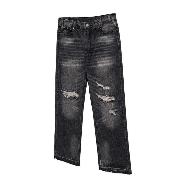 Black Washed Damaged Grunge Baggy Jeans