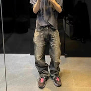 Black Washed Damaged Grunge Baggy Jeans