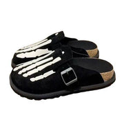 Nubuck Leather Skeleton Flat Slides Slippers