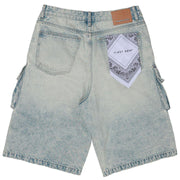 WASHED MULTI CARGO DENIM JORTS