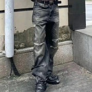 Black Washed Damaged Grunge Baggy Jeans
