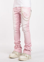 Velvet Pink Carpenter Stacked Denim