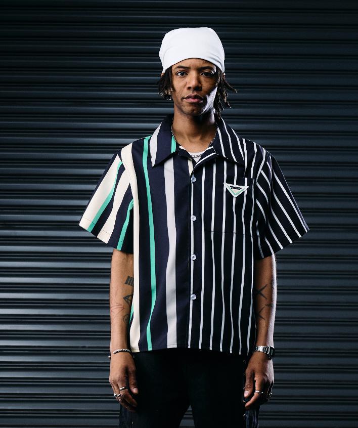 COLOR BAR SPLIT BUTTON DOWN SHIRT