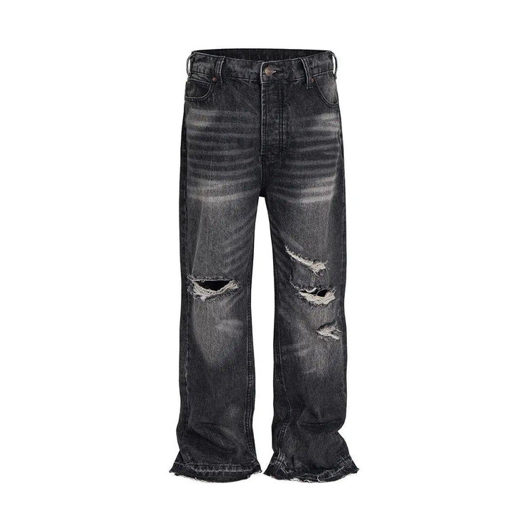 Black Washed Damaged Grunge Baggy Jeans