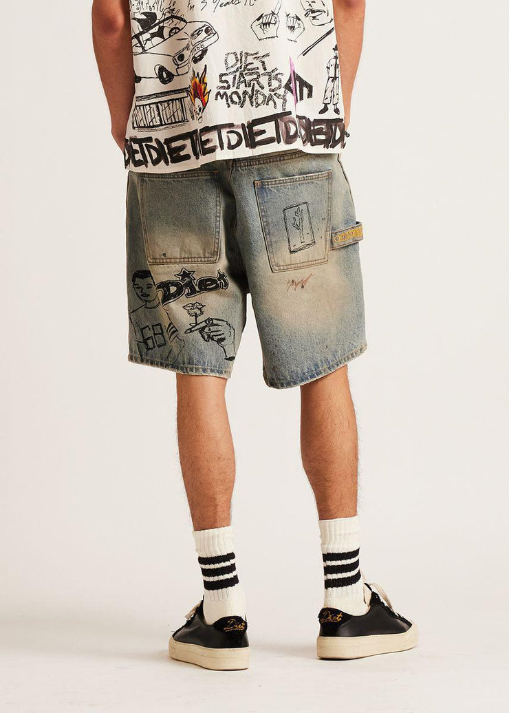 Scribble Denim Short