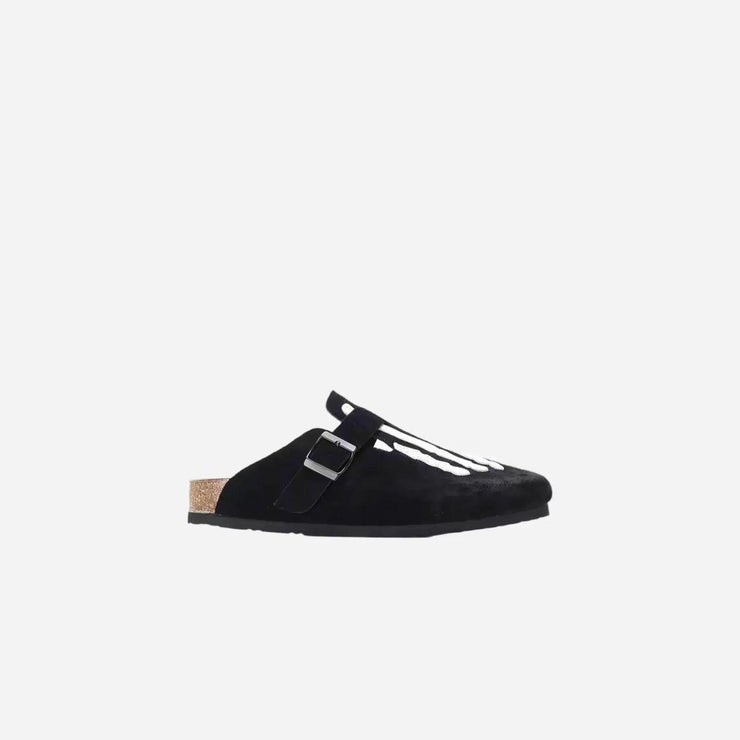 Nubuck Leather Skeleton Flat Slides Slippers