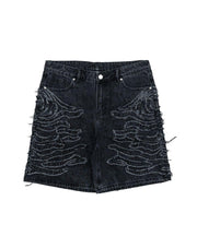 ZEBRA DENIM SHORTS