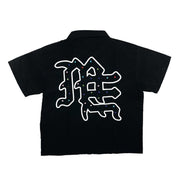 ME Rhinestone Nylon Zip Up Shirt