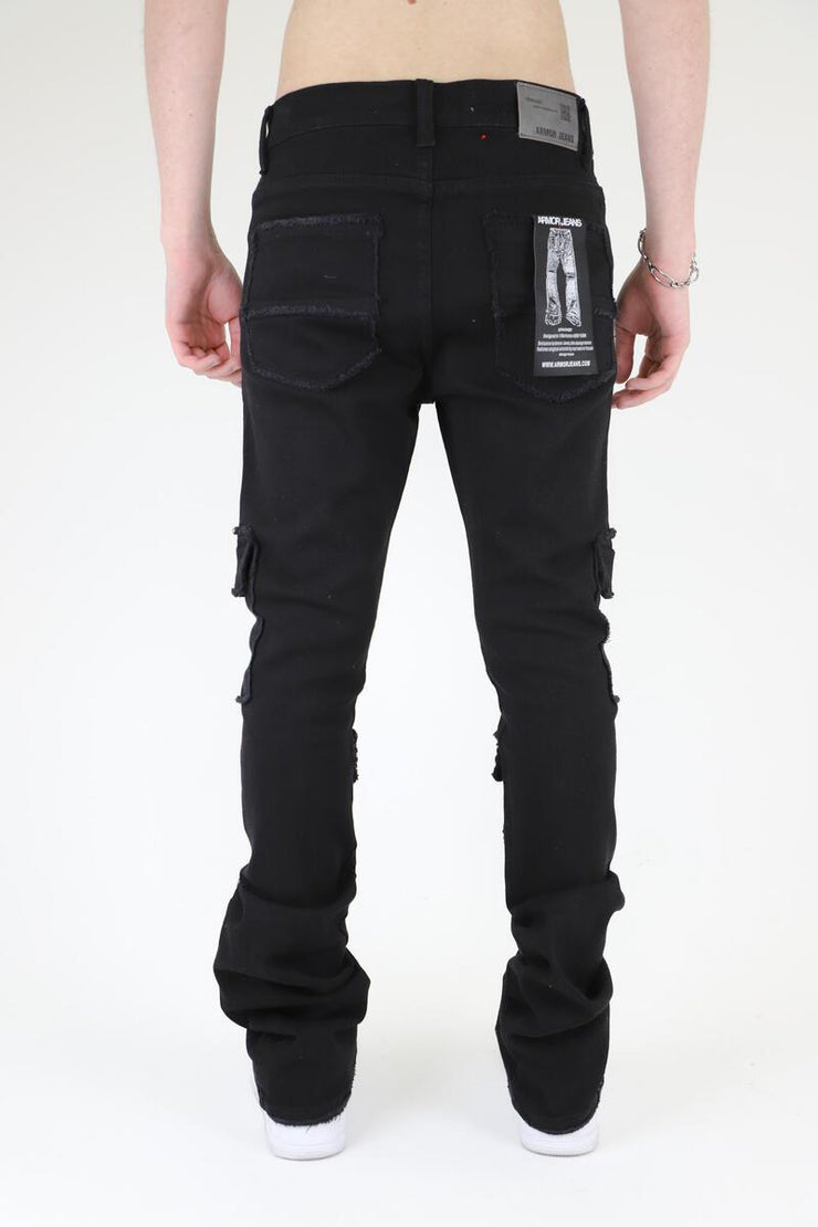 MULTI POCKETS STACKED JEANS