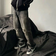 Black Washed Damaged Grunge Baggy Jeans