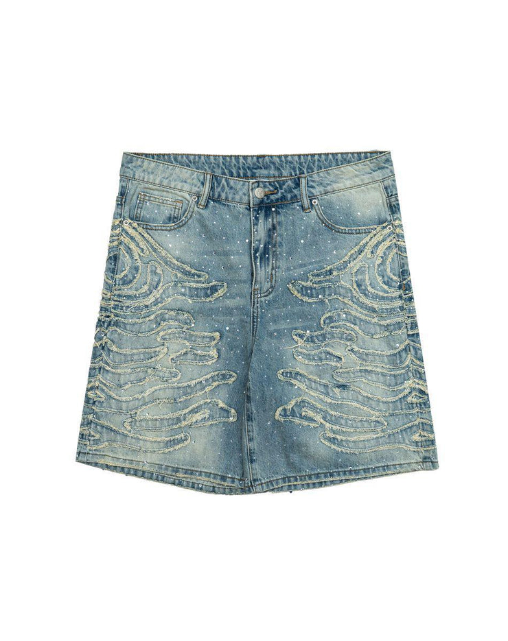 ZEBRA DENIM SHORTS