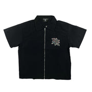 ME Rhinestone Nylon Zip Up Shirt