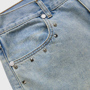 Studded Denim Shorts